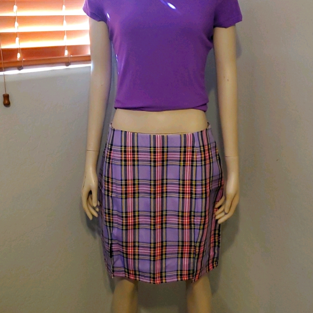 Purple Plaid Skirt
